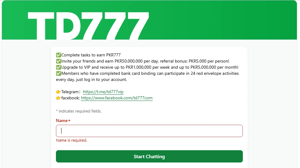 24/7 live customer support on TD777 app