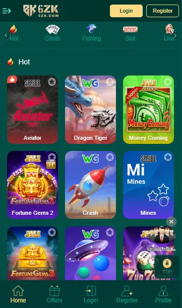 6ZK gameplay showing prediction games and earning tasks