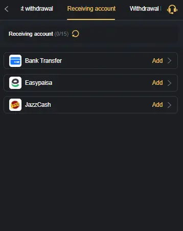Six Game receiving accounts – Easypaisa, JazzCash, and bank transfer options for Pakistani users