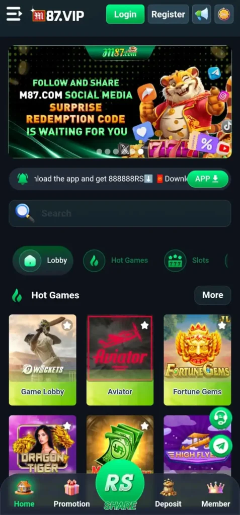 M87 Game app homepage - Pakistan 2025