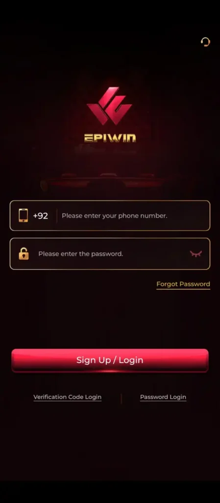 Epiwin app registration screen for new users in Pakistan