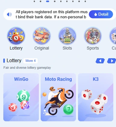 Lottery Games in 92 Glory App Featuring Wingo, Moto Racing, and K3
