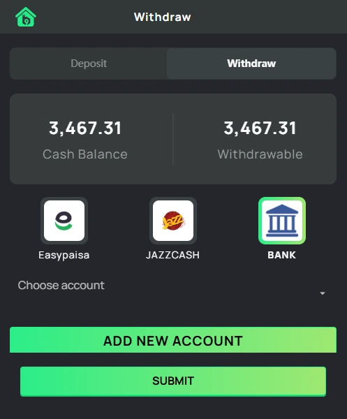 B9 Game Withdraw via Easypaisa JazzCash Bank