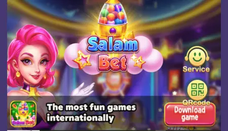 SalamBet game welcome screen with QR download option