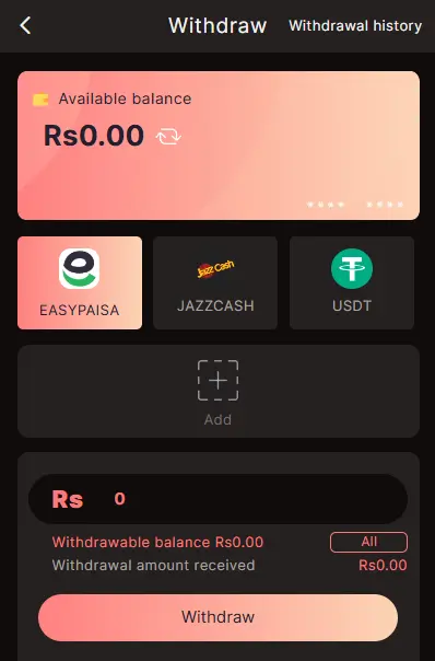 92Star Game Withdrawal Options JazzCash Easypaisa USDT
