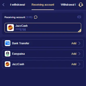 8Bet Game Withdraw Options with JazzCash, EasyPaisa and Bank Transfer in Pakistan