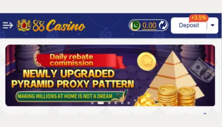 88 Casino Game Pakistan Daily Rebate Commission Banner