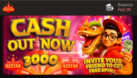 92Star Game Cash Out Now and Referral Bonus Banner
