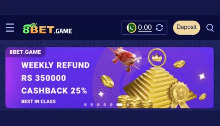 8Bet Game cashback and weekly refund banner.