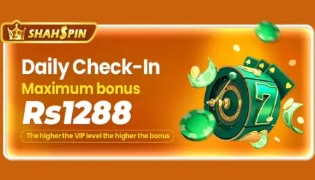 Shah Spin daily check-in bonus Rs1288 Pakistan 2025