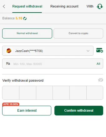 GO177 game withdrawal screen with JazzCash payment option.