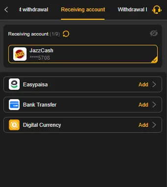X666 Game withdrawal methods including JazzCash, Easypaisa, and bank transfer.