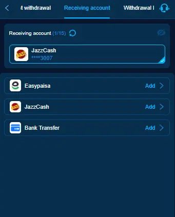 ZK77 withdrawal options with EasyPaisa, JazzCash, and bank transfer in Pakistan.