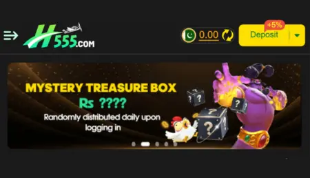 H555 Game mystery treasure box daily login bonus banner.