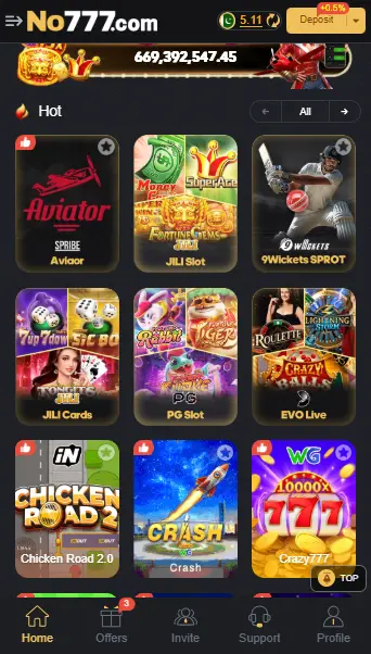 No777 online casino games homepage