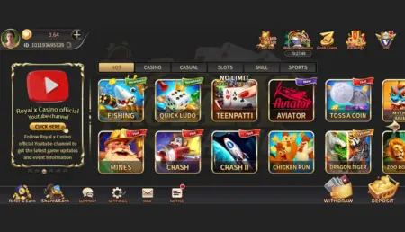 Royal X Casino App Interface – Teen Patti, Aviator, Ludo, Crash Games