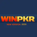 Official WinPKR VIP game logo with golden text and dark background