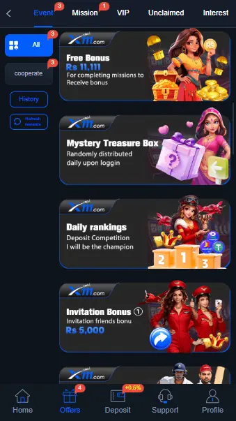 X111 Game bonus section – daily rewards, ranking, and invitation offers
