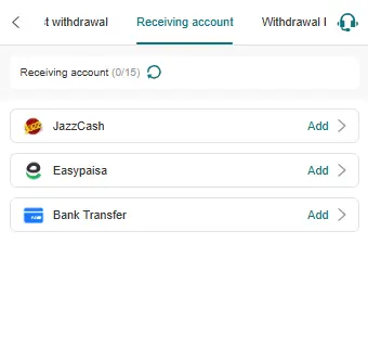 WC99 withdrawal options including JazzCash, Easypaisa and bank transfer
