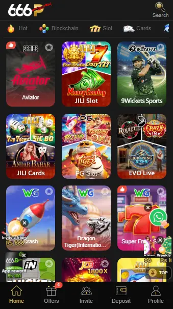 666P Game homepage showing Aviator, slot games, live casino, and card games.
