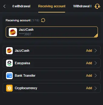 JazzCash withdrawal receiving account – JJ804 game