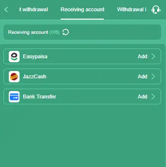 ZT777 withdrawal options including Easypaisa, JazzCash and bank transfer