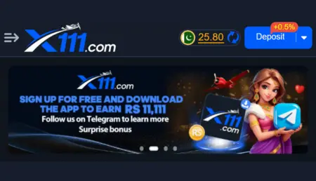 X111 Game sign up bonus banner – download X111 Game to earn rewards in Pakistan