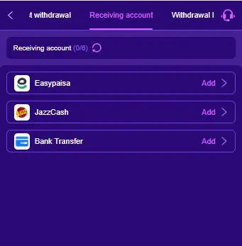 CZ777 withdrawal options with Easypaisa, JazzCash and bank transfer