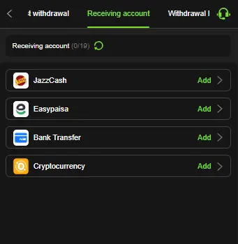 X44 Game withdrawal options including bank account JazzCash and Easypaisa