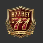B77 Game official logo in gold and red shield design