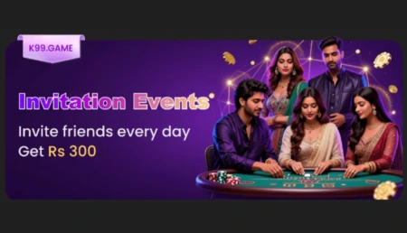 K99 Game invitation event banner offering Rs 300 reward for inviting friends