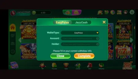 BET629 game withdrawal using EasyPaisa and JazzCash in Pakistan