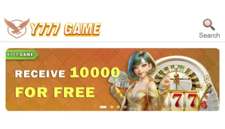 Y777 Game welcome bonus banner offering 10000 free reward