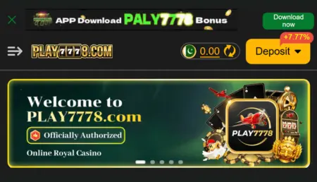 Play7778 homepage casino banner