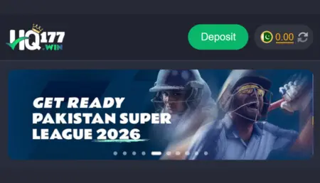 HQ177 app banner showing Pakistan Super League promotion