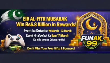 Funak99 Eid offer Pakistan win rewards gaming app banner